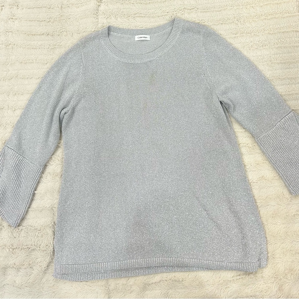 Calvin Klein Silver Sparkle Crew Neck Sweater